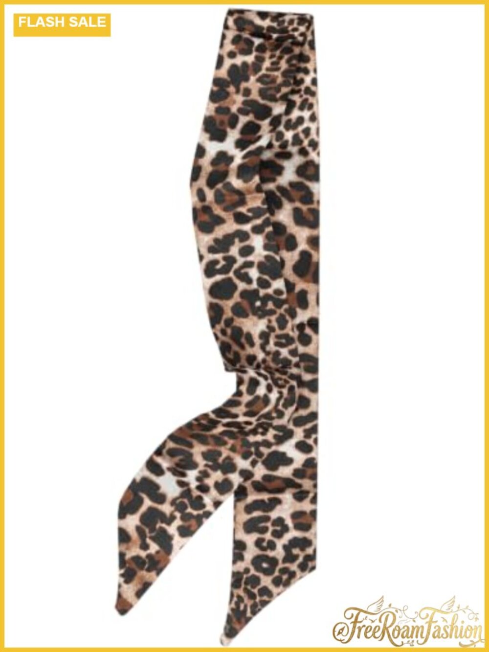 Women Leopard Print Skinny Scarf Polyester Spandex Neck Headband Hair Tie Bag